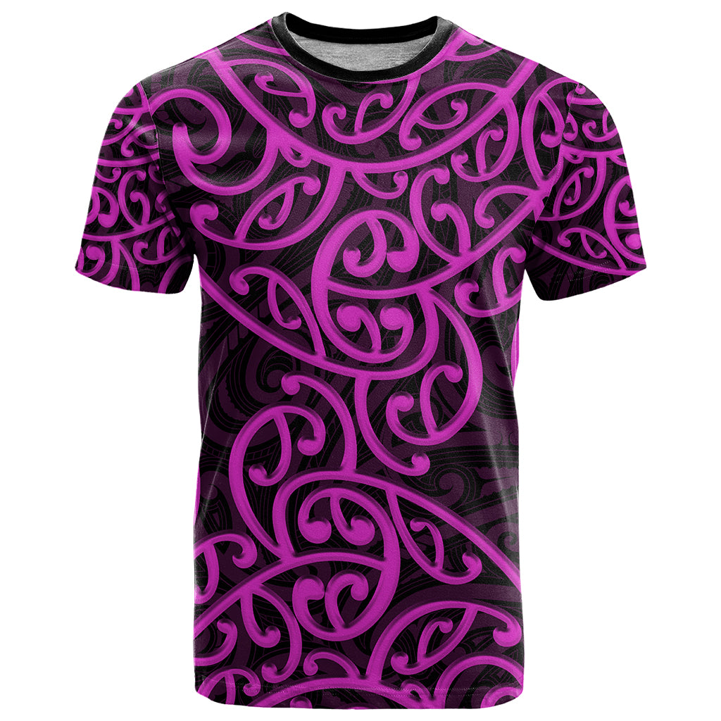 New Zealand T Shirt Maori Pattern Purple - Vibe Hoodie Shop