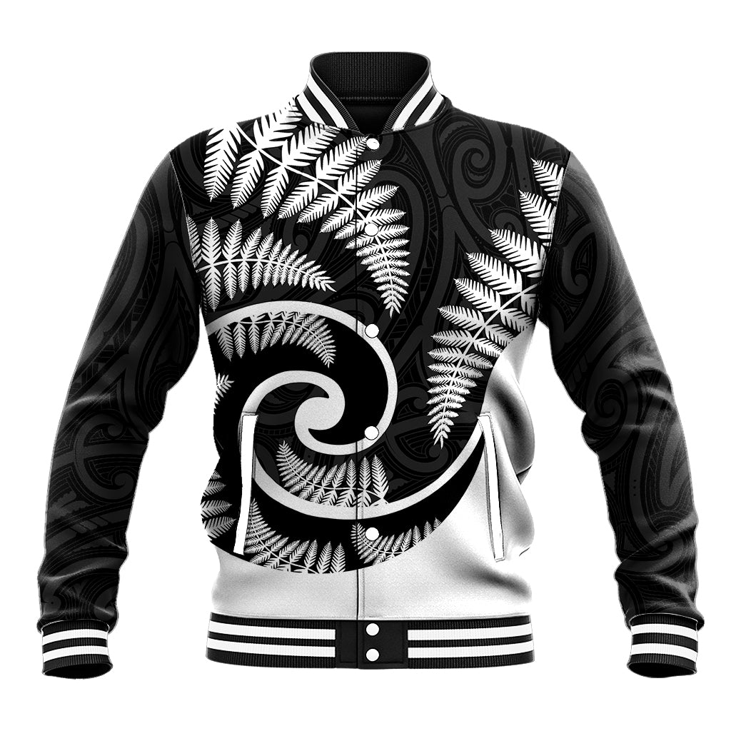 New Zealand Baseball Jacket Maori With Silver Fern White - Vibe Hoodie Shop