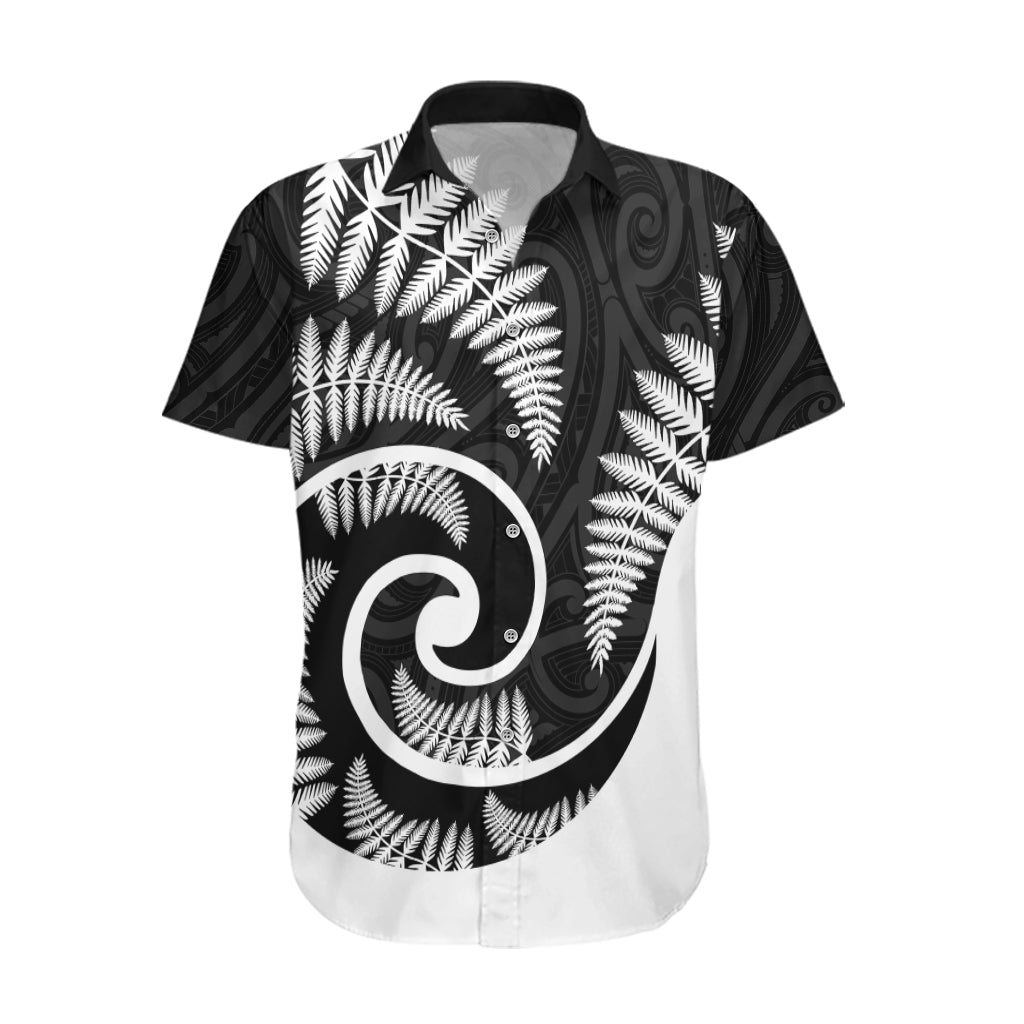 New Zealand Hawaiian Shirt Maori With Silver Fern White - Vibe Hoodie Shop