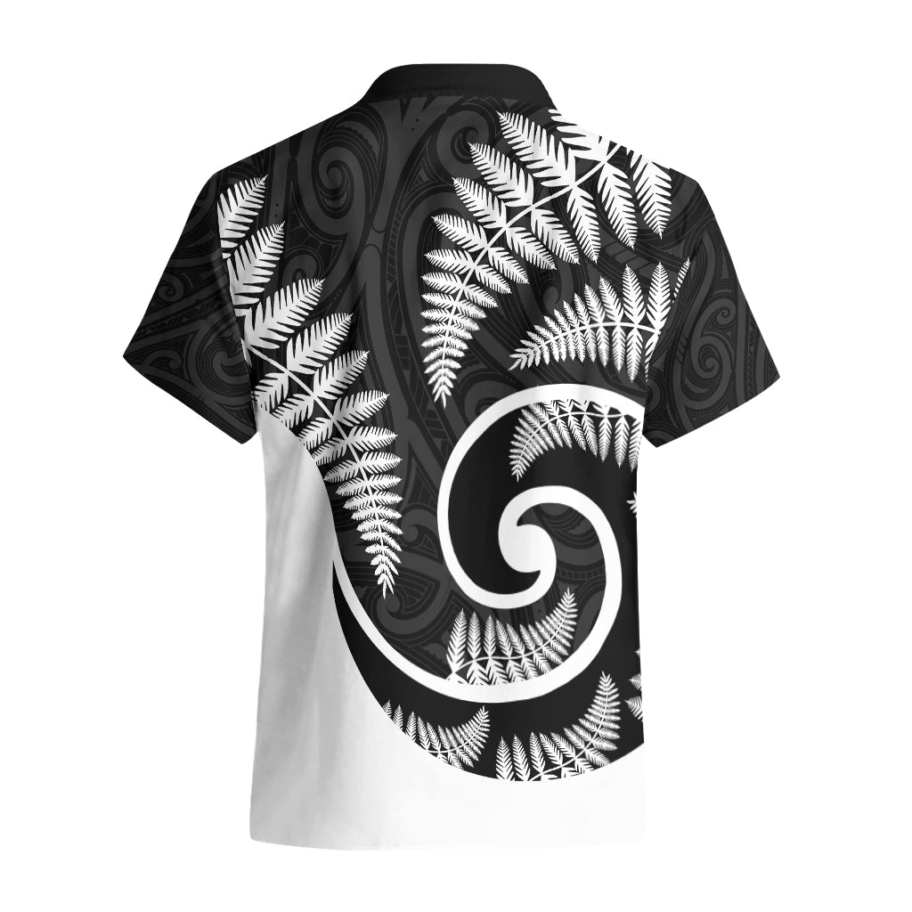 New Zealand Hawaiian Shirt Maori With Silver Fern White - Vibe Hoodie Shop