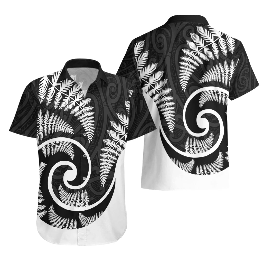 New Zealand Hawaiian Shirt Maori With Silver Fern White - Vibe Hoodie Shop