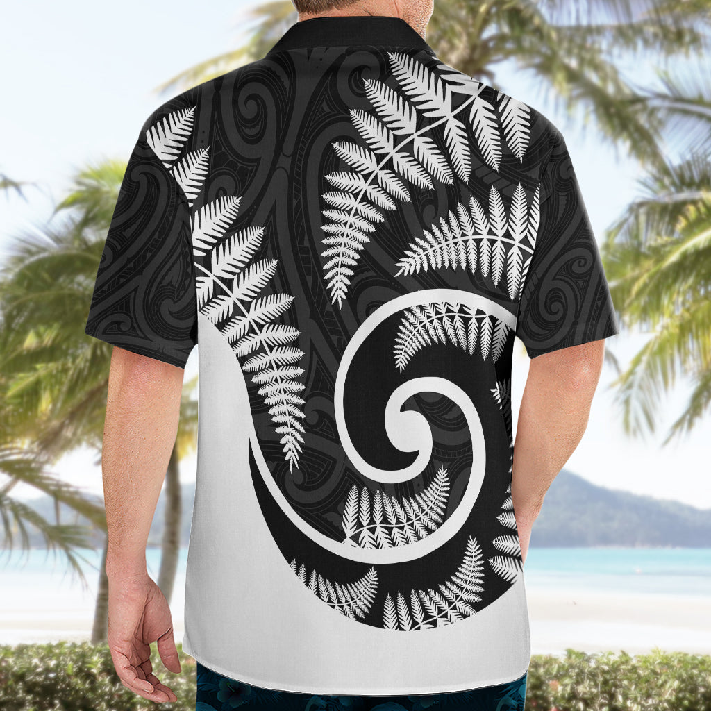 New Zealand Hawaiian Shirt Maori With Silver Fern White - Vibe Hoodie Shop