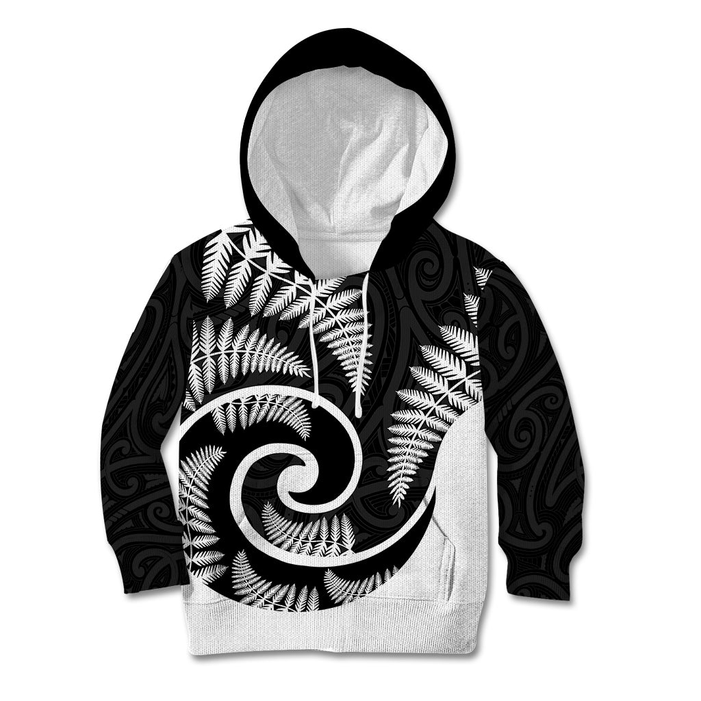 New Zealand Kid Hoodie Maori With Silver Fern White - Vibe Hoodie Shop