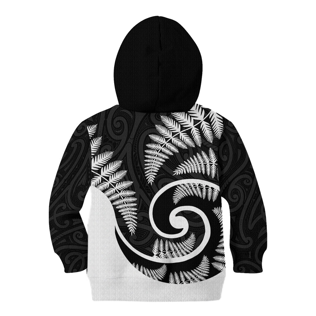 New Zealand Kid Hoodie Maori With Silver Fern White - Vibe Hoodie Shop