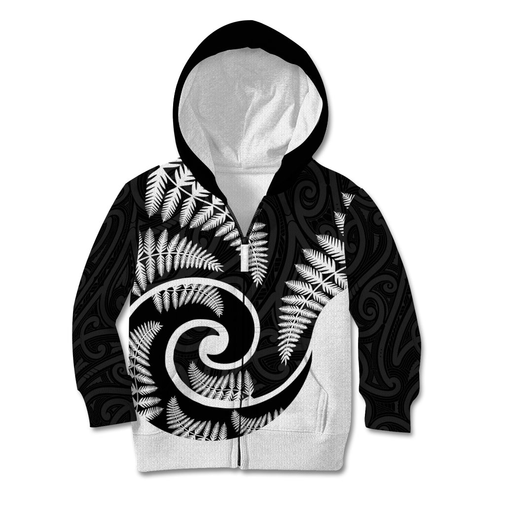 New Zealand Kid Hoodie Maori With Silver Fern White - Vibe Hoodie Shop