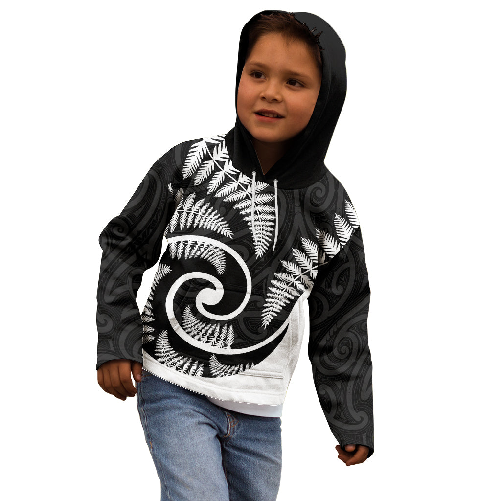 New Zealand Kid Hoodie Maori With Silver Fern White - Vibe Hoodie Shop