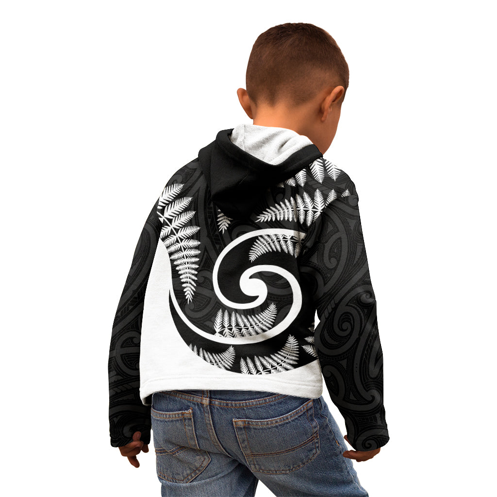 New Zealand Kid Hoodie Maori With Silver Fern White - Vibe Hoodie Shop