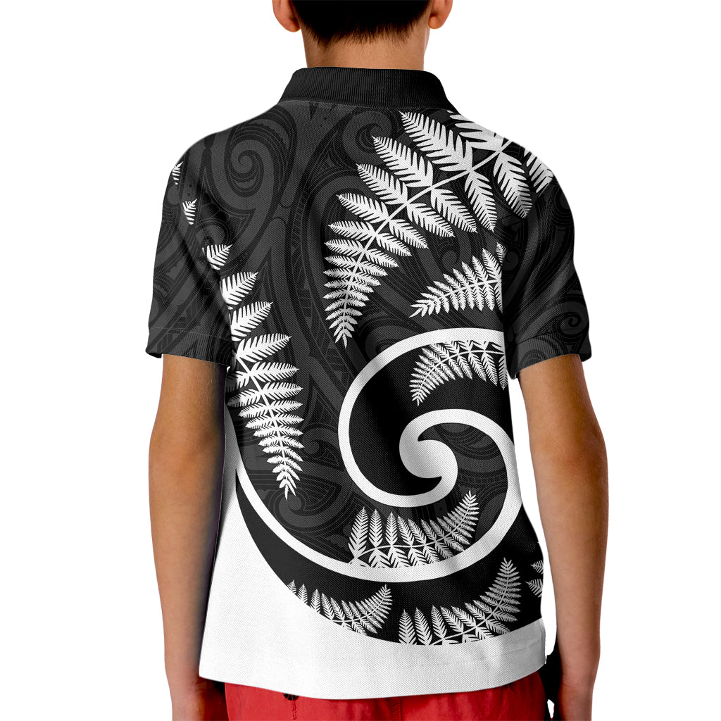 New Zealand Kid Polo Shirt Maori With Silver Fern White - Vibe Hoodie Shop