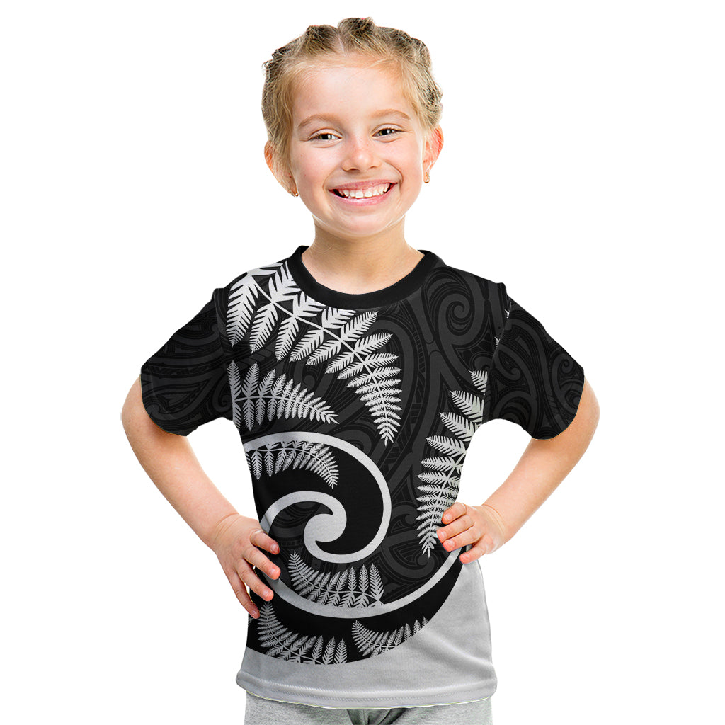 New Zealand Kid T Shirt Maori With Silver Fern White - Vibe Hoodie Shop