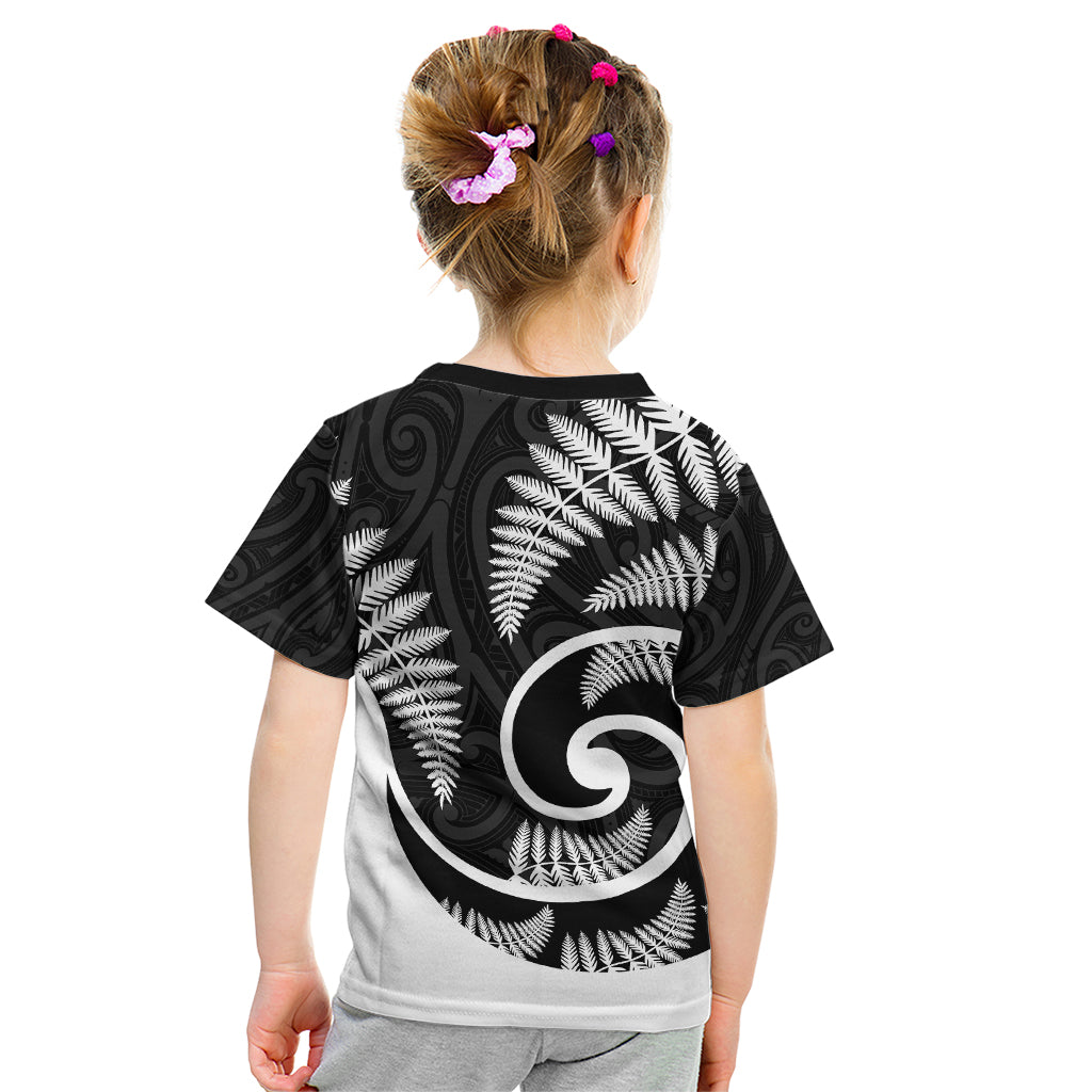 New Zealand Kid T Shirt Maori With Silver Fern White - Vibe Hoodie Shop