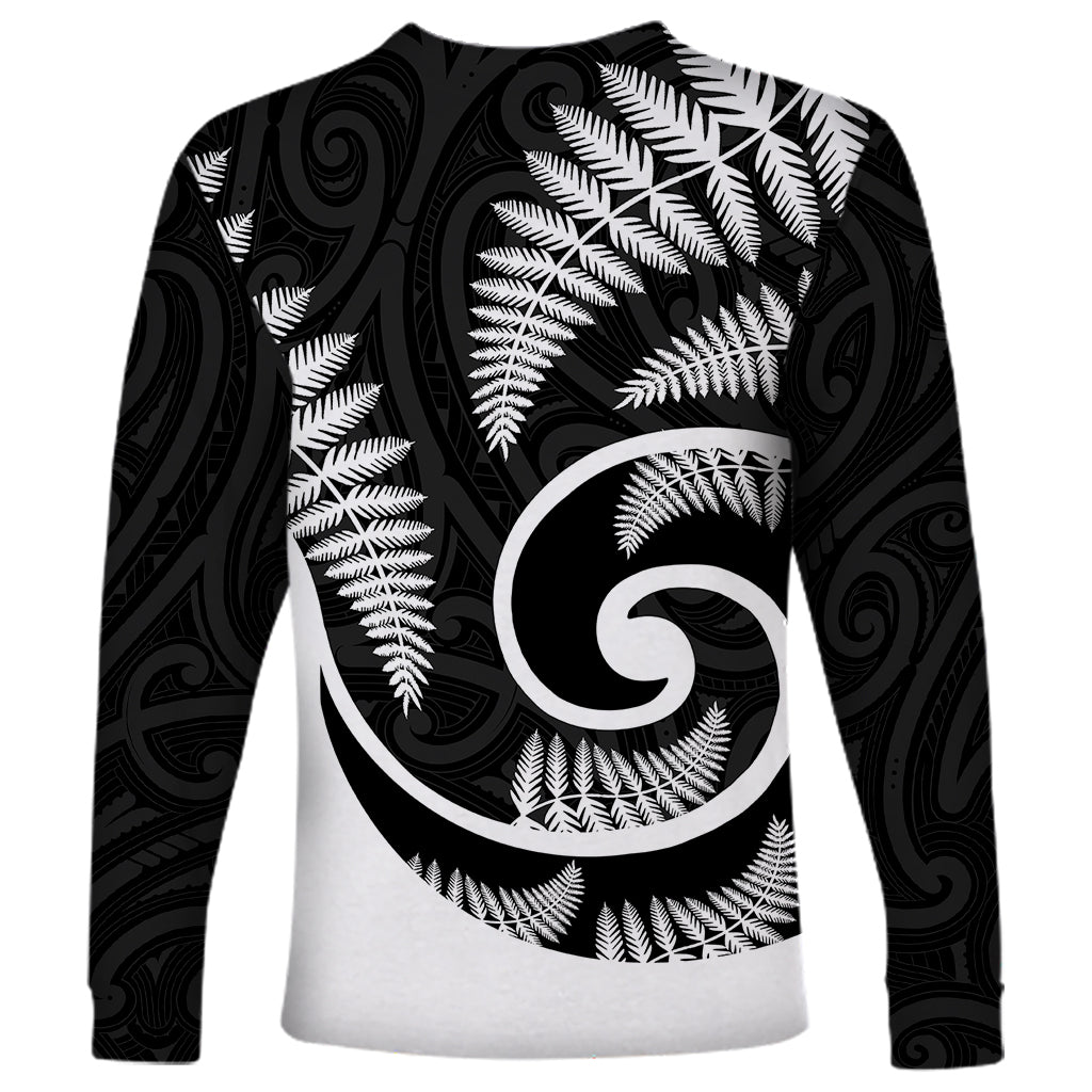 New Zealand Long Sleeve Shirt Maori With Silver Fern White - Vibe Hoodie Shop