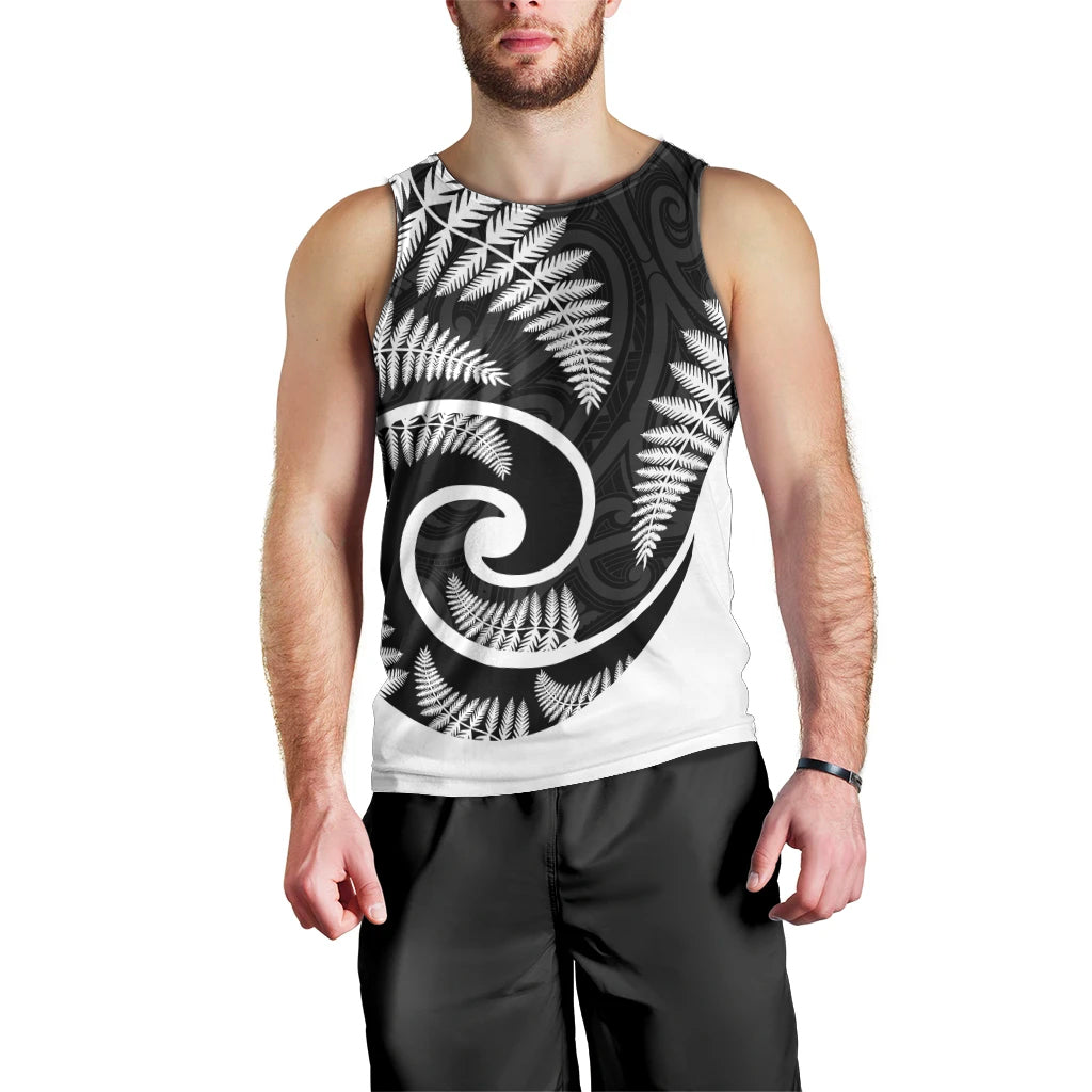 New Zealand Men Tank Top Maori With Silver Fern White - Vibe Hoodie Shop