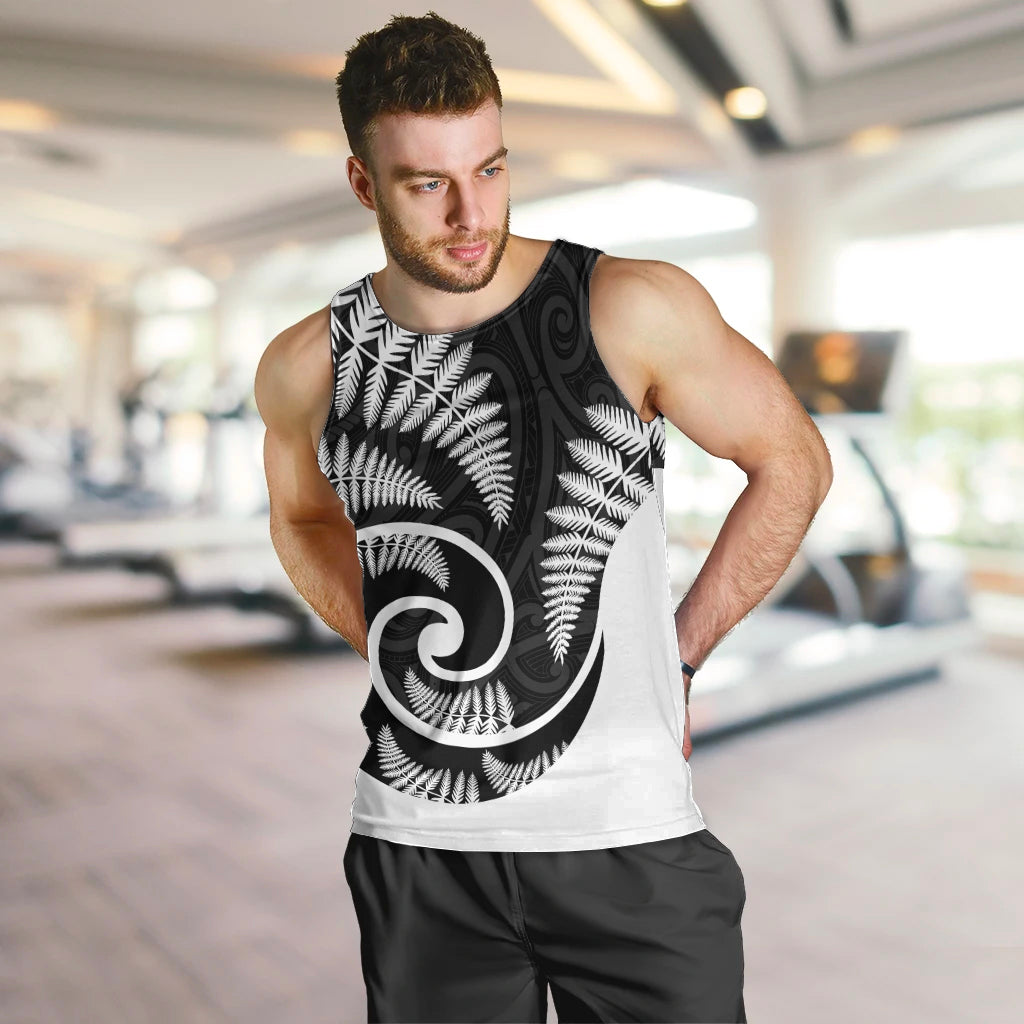 New Zealand Men Tank Top Maori With Silver Fern White - Vibe Hoodie Shop