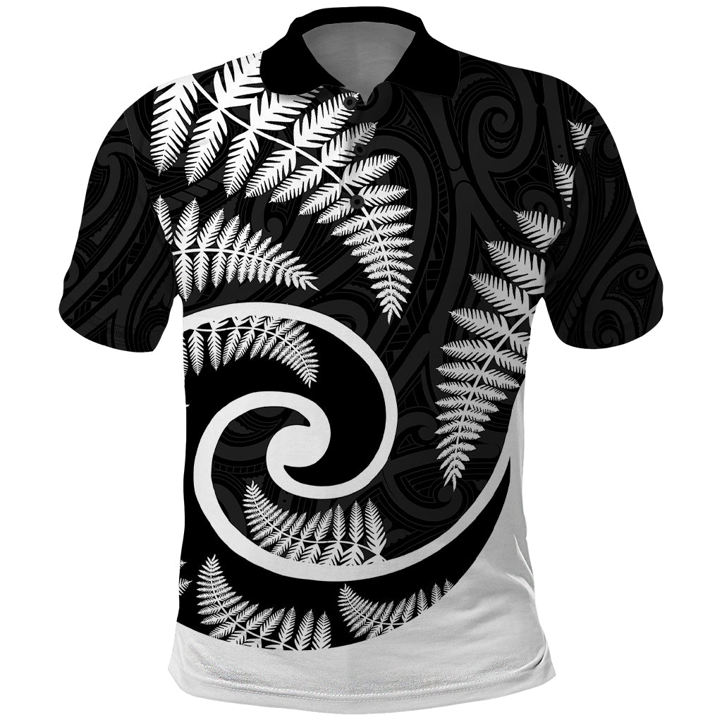 New Zealand Polo Shirt Maori With Silver Fern White - Vibe Hoodie Shop