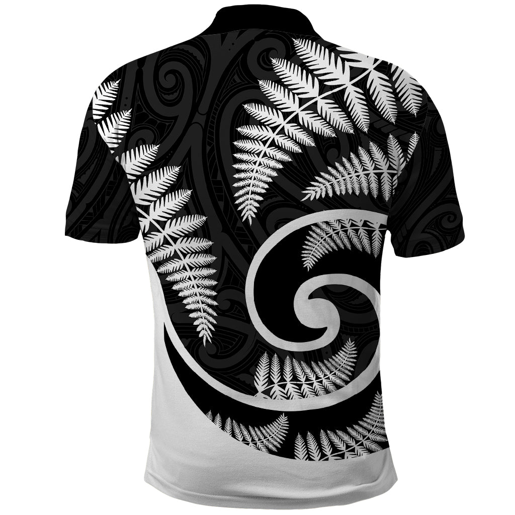 New Zealand Polo Shirt Maori With Silver Fern White - Vibe Hoodie Shop