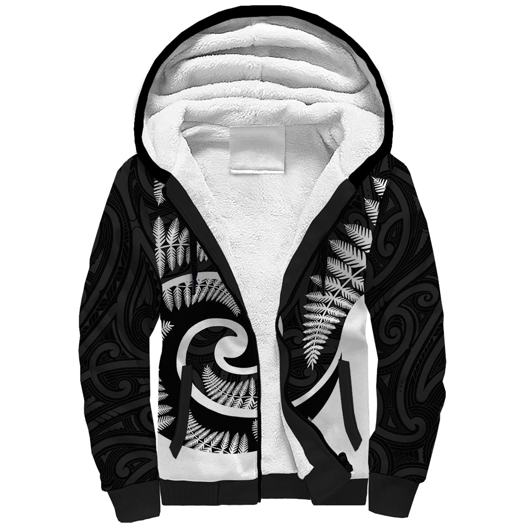 New Zealand Sherpa Hoodie Maori With Silver Fern White - Vibe Hoodie Shop