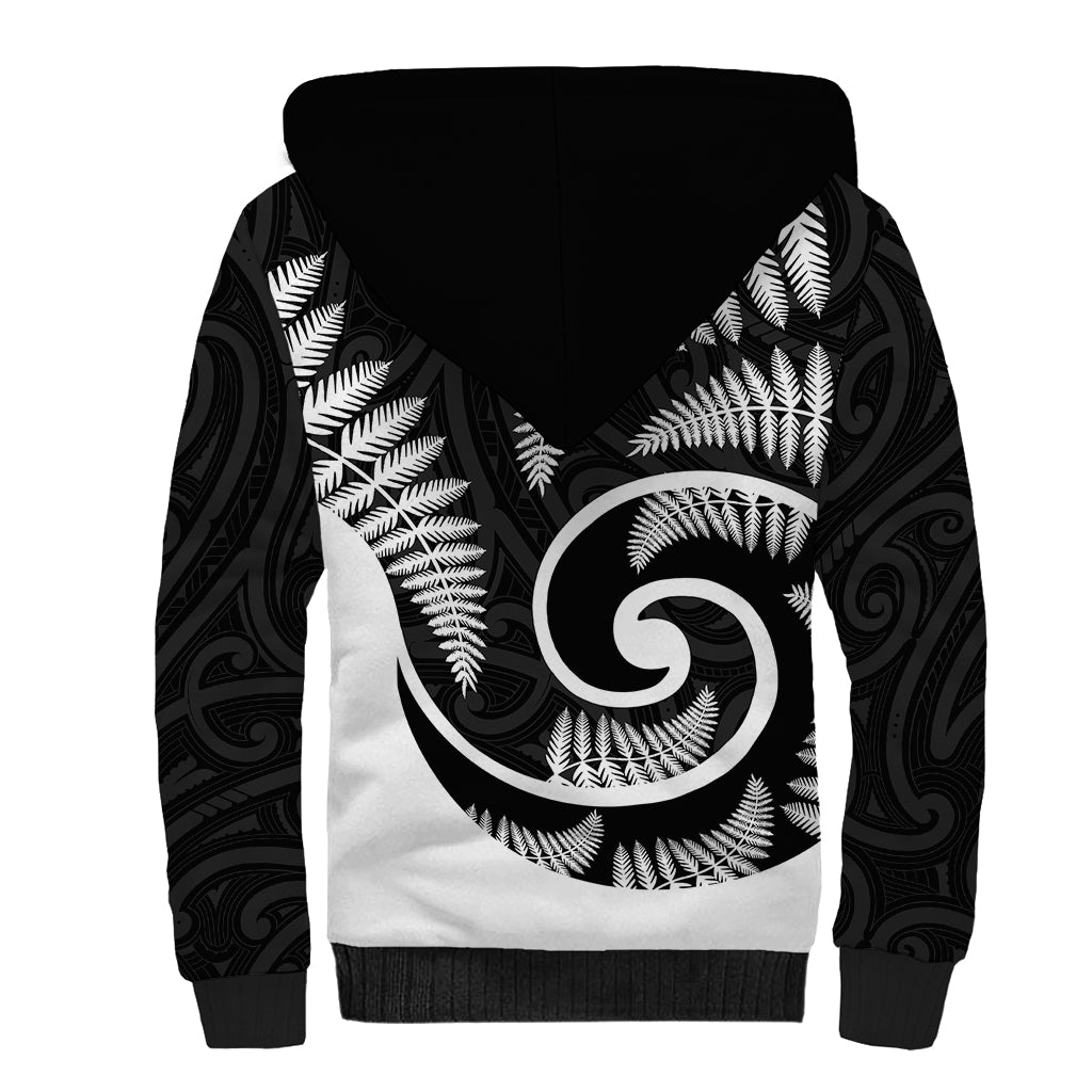 New Zealand Sherpa Hoodie Maori With Silver Fern White - Vibe Hoodie Shop