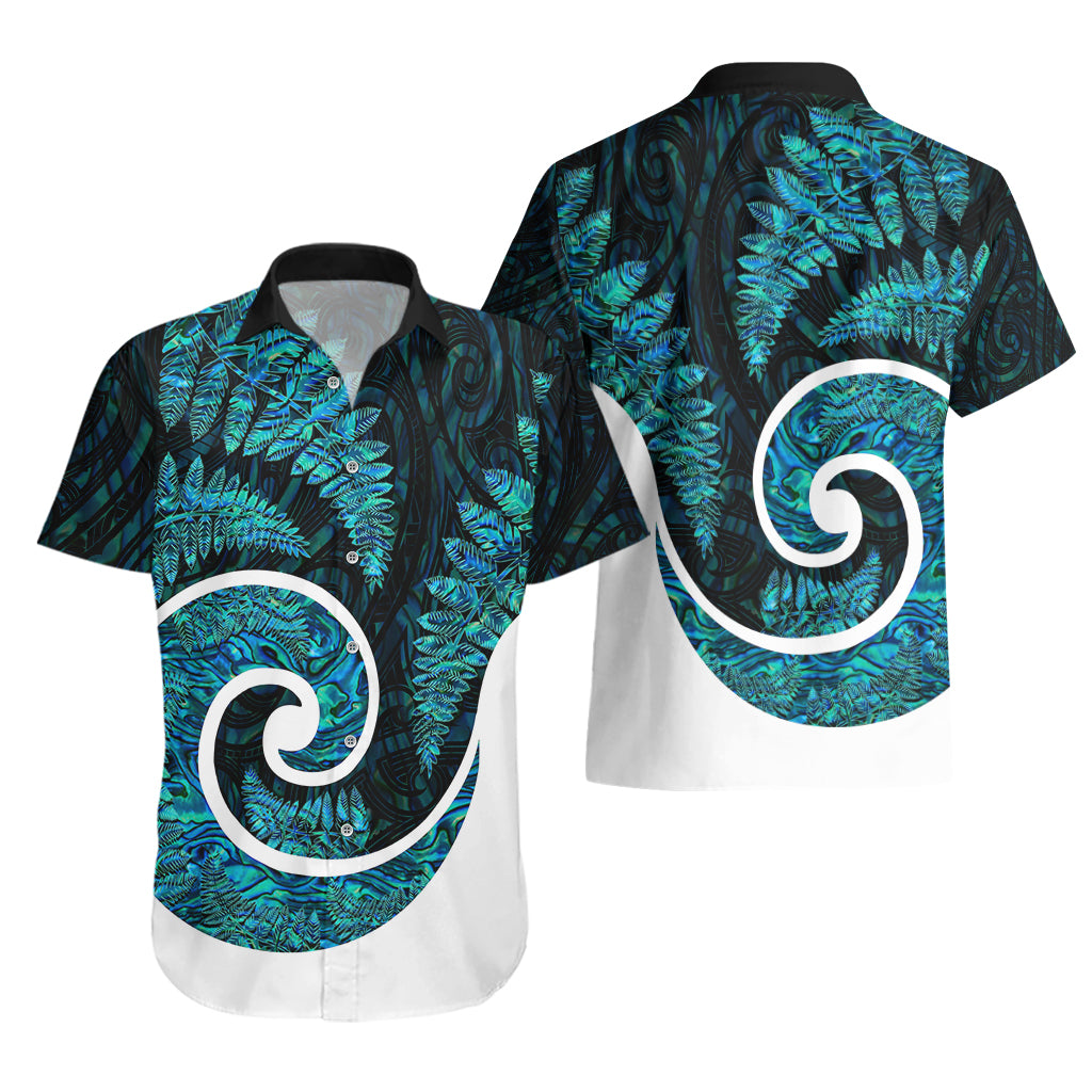 New Zealand Hawaiian Shirt Maori With Silver Fern Papua Shell Green Ver.1 - Vibe Hoodie Shop