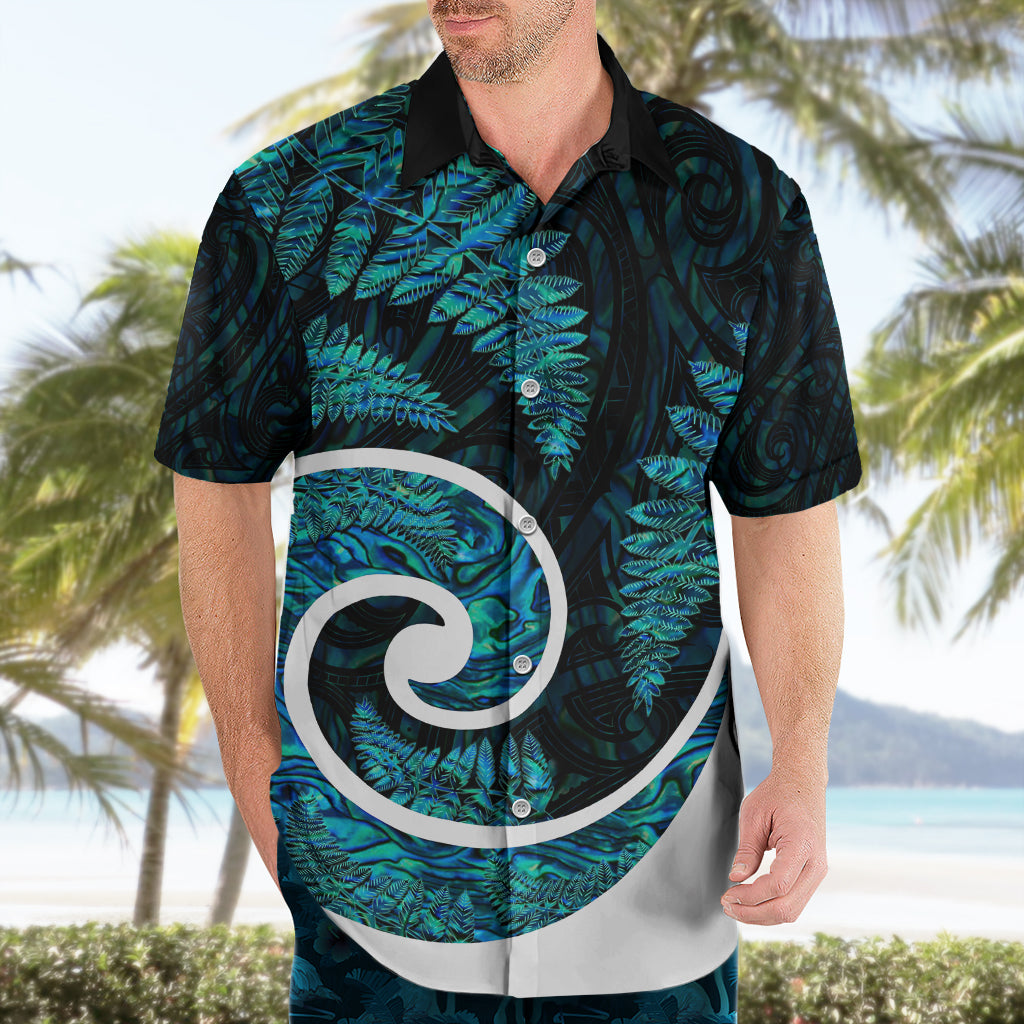 New Zealand Hawaiian Shirt Maori With Silver Fern Papua Shell Green Ver.1 - Vibe Hoodie Shop