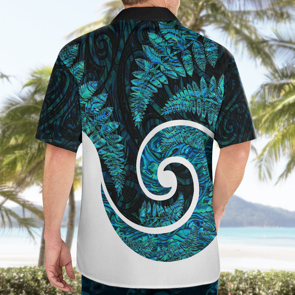 New Zealand Hawaiian Shirt Maori With Silver Fern Papua Shell Green Ver.1 - Vibe Hoodie Shop