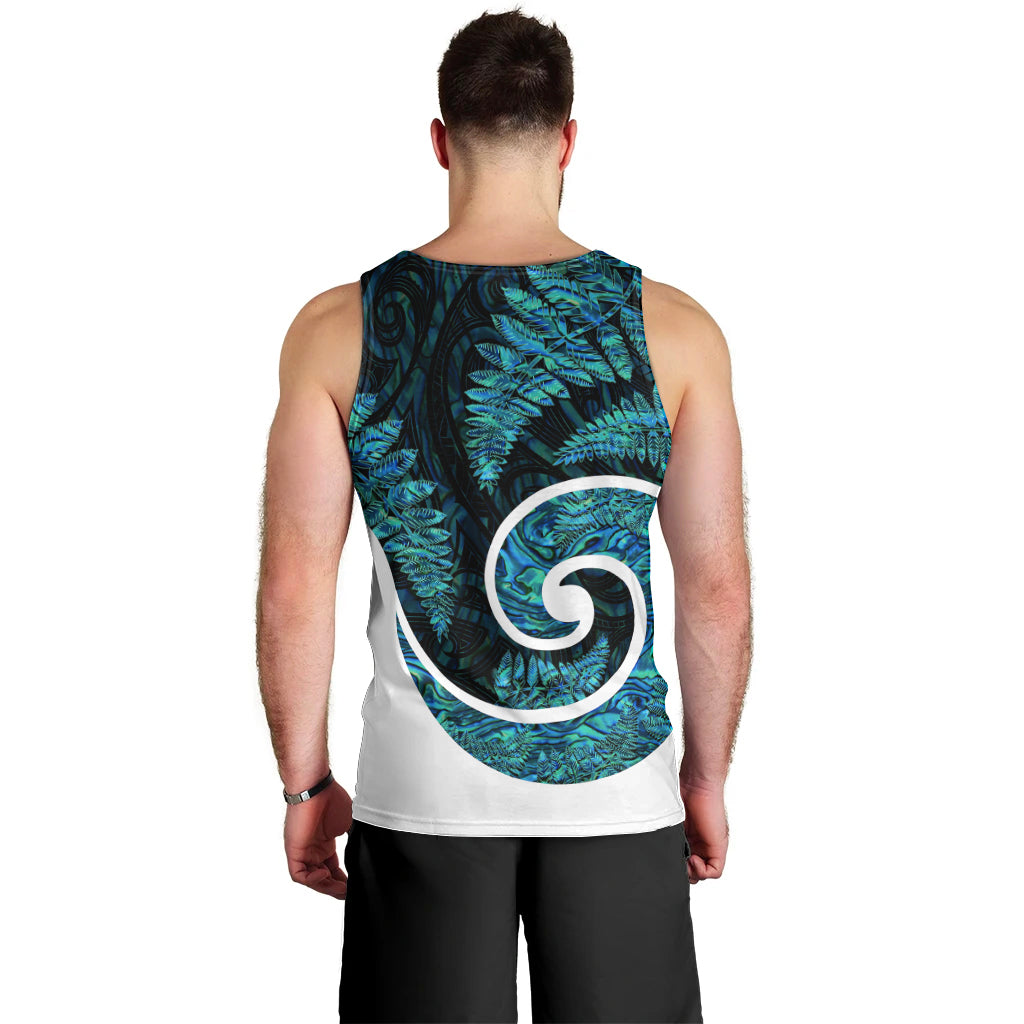 New Zealand Men Tank Top Maori With Silver Fern Papua Shell Green Ver.1 - Vibe Hoodie Shop