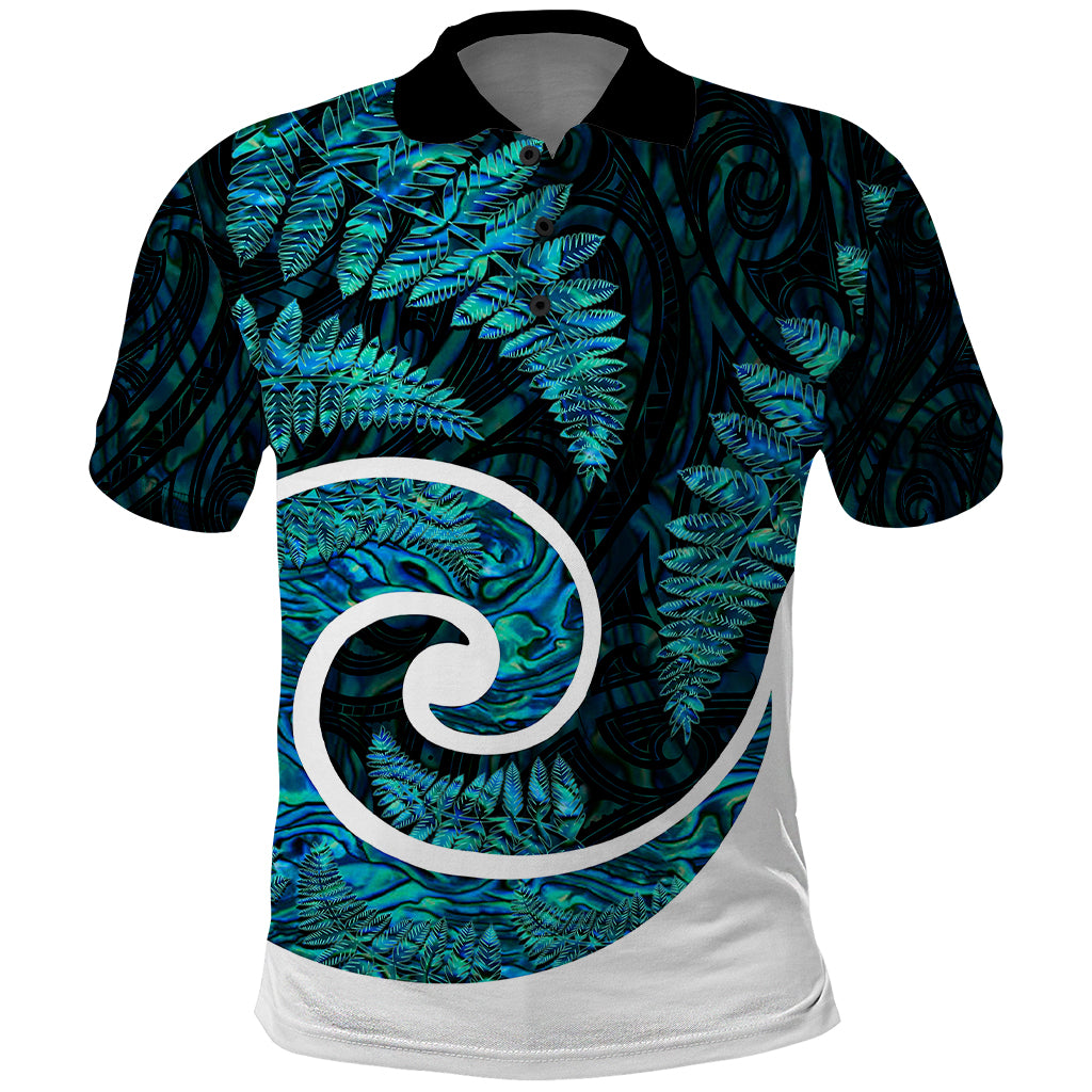 New Zealand Polo Shirt Maori With Silver Fern Papua Shell Green Ver.1 - Vibe Hoodie Shop