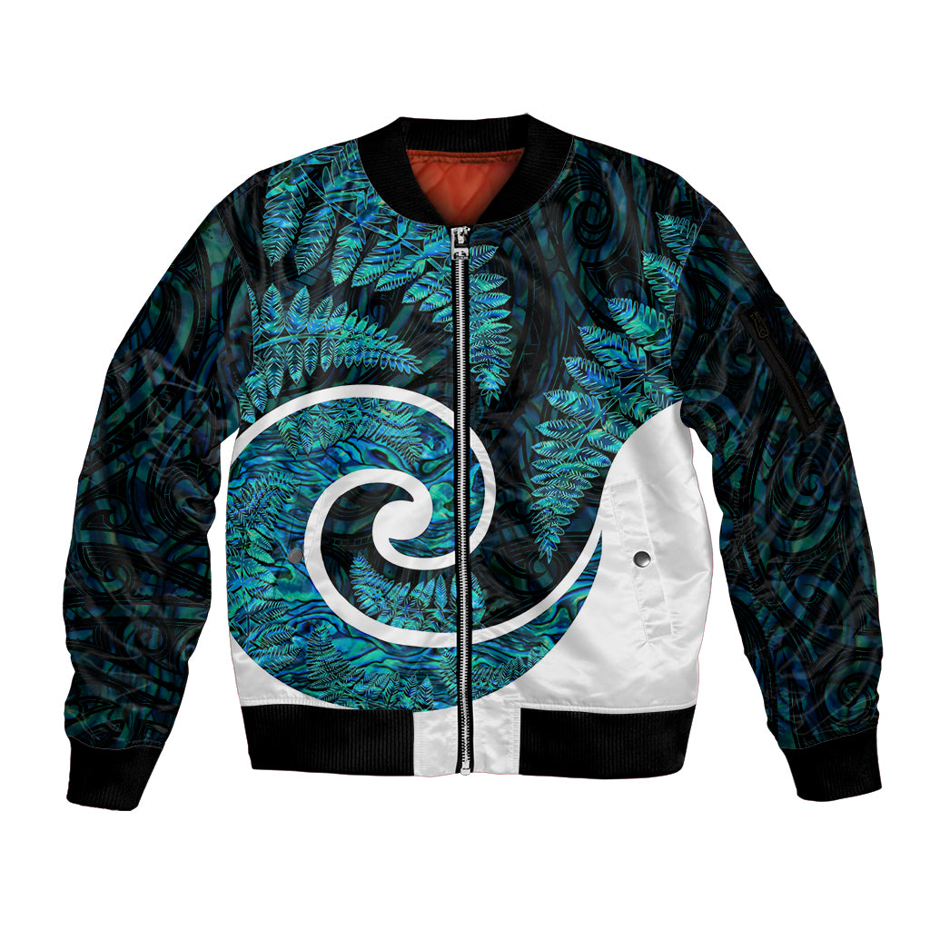 new-zealand-sleeve-zip-bomber-jacket-maori-with-silver-fern-papua-shell-green-ver1