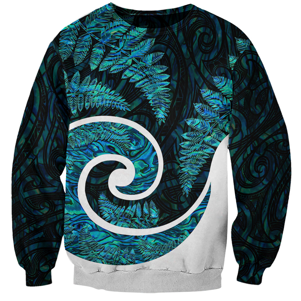 New Zealand Sweatshirt Maori With Silver Fern Papua Shell Green Ver.1 - Vibe Hoodie Shop