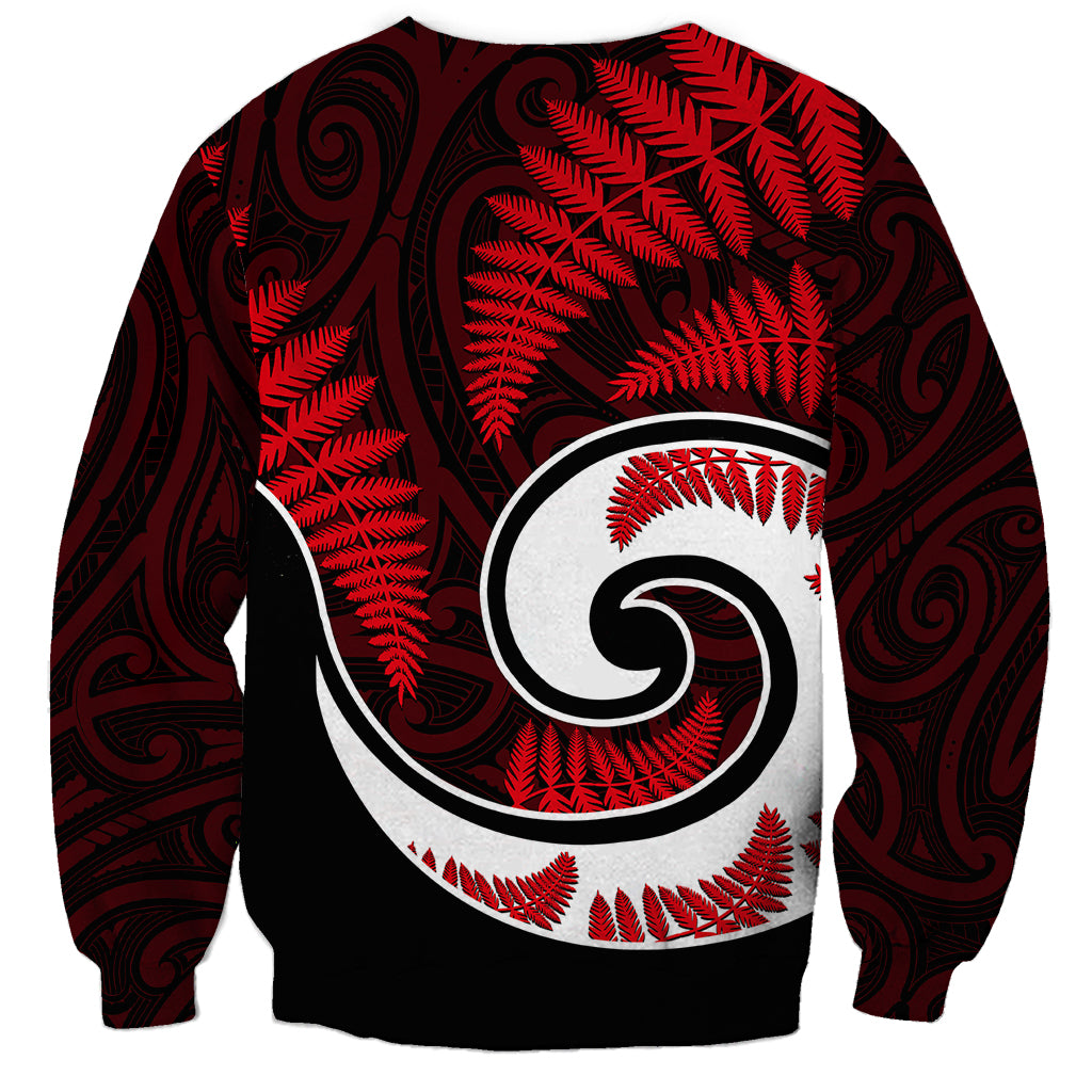 New Zealand Sweatshirt Maori With Silver Fern Red - Vibe Hoodie Shop