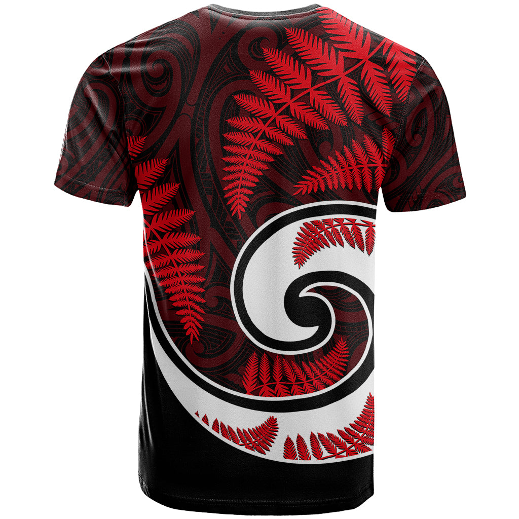 New Zealand T Shirt Maori With Silver Fern Red - Vibe Hoodie Shop