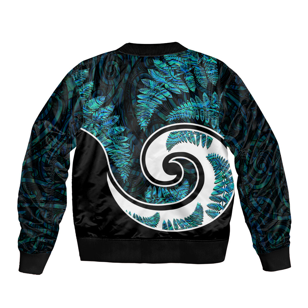 New Zealand Bomber Jacket Maori With Silver Fern Papua Shell Green Ver.2 - Vibe Hoodie Shop