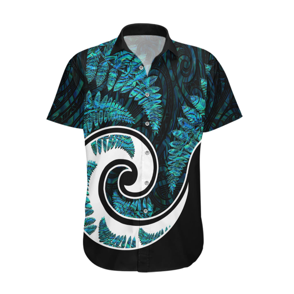 New Zealand Hawaiian Shirt Maori With Silver Fern Papua Shell Green Ver.2 - Vibe Hoodie Shop