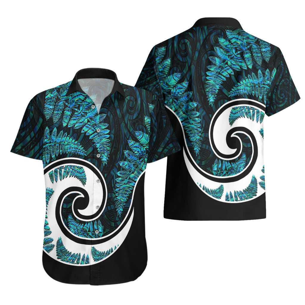 New Zealand Hawaiian Shirt Maori With Silver Fern Papua Shell Green Ver.2 - Vibe Hoodie Shop