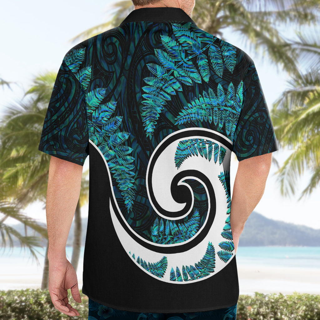 New Zealand Hawaiian Shirt Maori With Silver Fern Papua Shell Green Ver.2 - Vibe Hoodie Shop