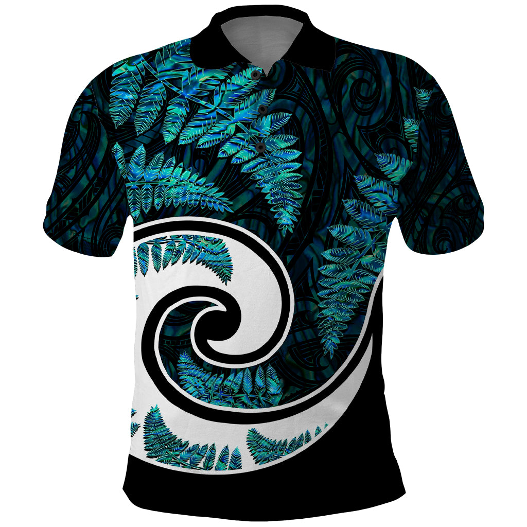 New Zealand Polo Shirt Maori With Silver Fern Papua Shell Green Ver.2 - Vibe Hoodie Shop