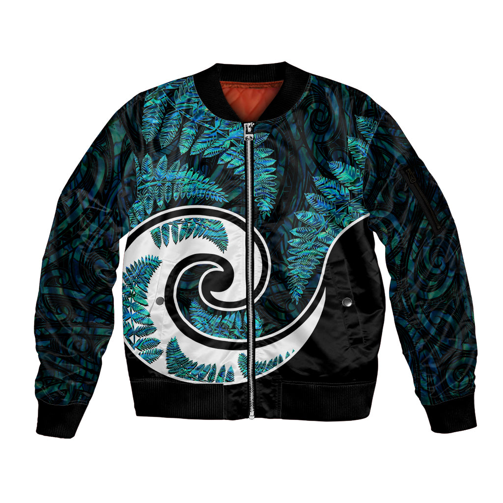 new-zealand-sleeve-zip-bomber-jacket-maori-with-silver-fern-papua-shell-green-ver2