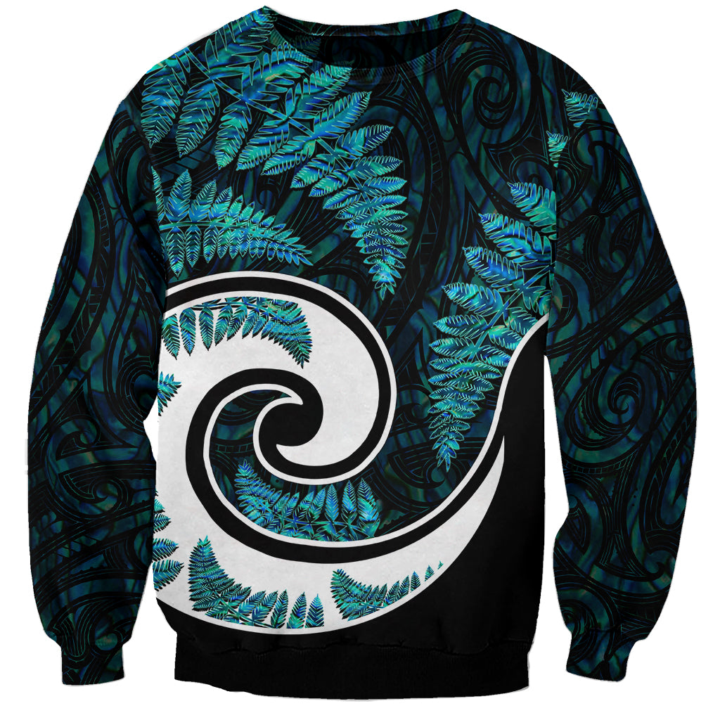 New Zealand Sweatshirt Maori With Silver Fern Papua Shell Green Ver.2 - Vibe Hoodie Shop