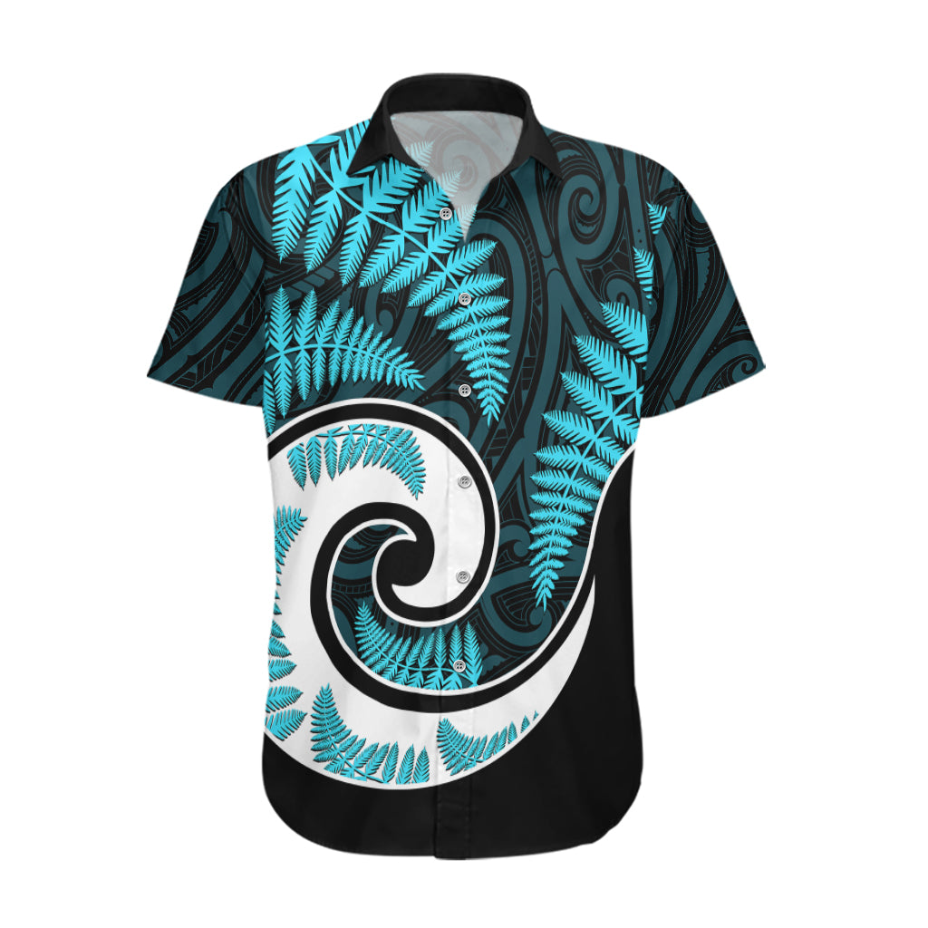 New Zealand Hawaiian Shirt Maori With Silver Fern Light Blue - Vibe Hoodie Shop