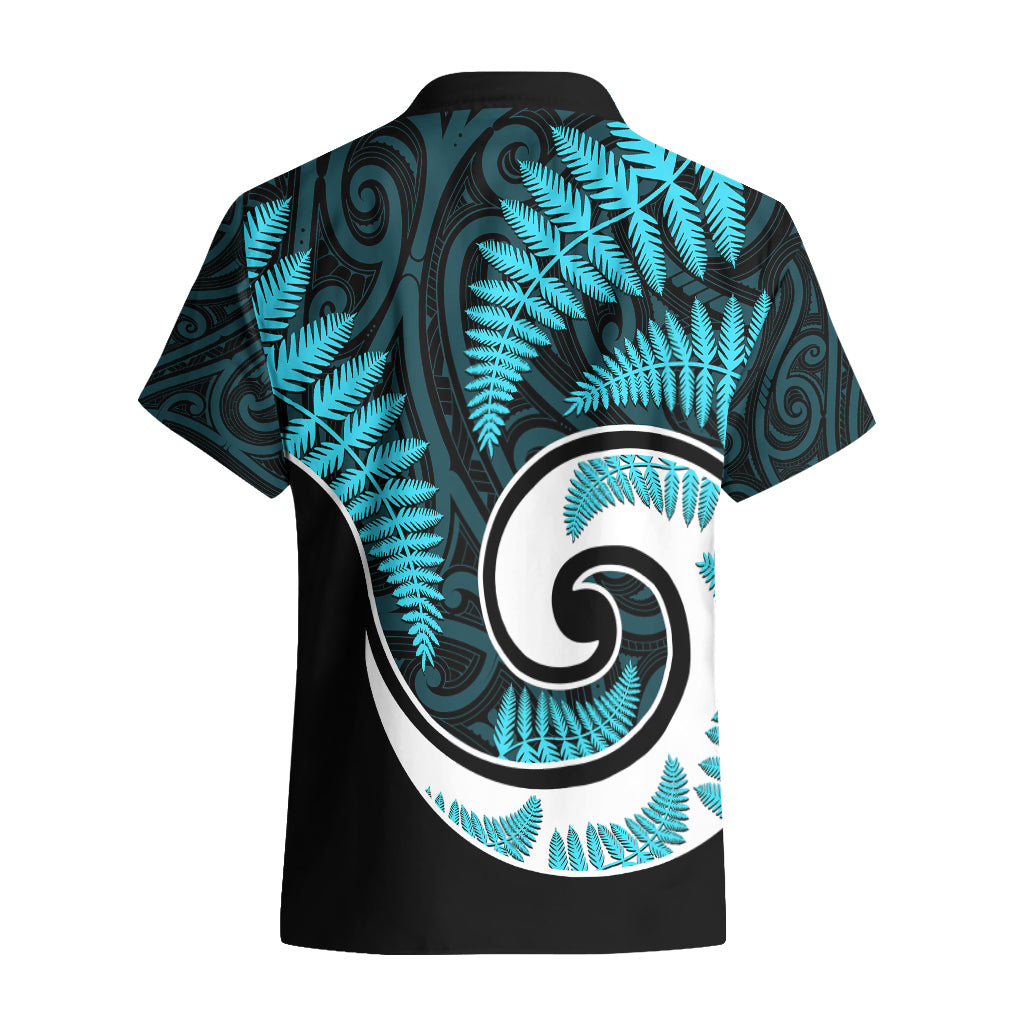 New Zealand Hawaiian Shirt Maori With Silver Fern Light Blue - Vibe Hoodie Shop