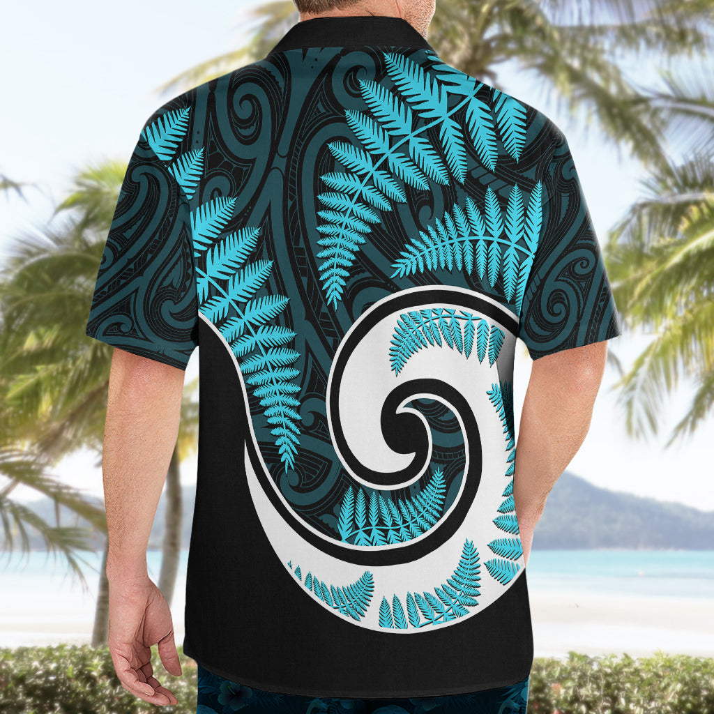 New Zealand Hawaiian Shirt Maori With Silver Fern Light Blue - Vibe Hoodie Shop