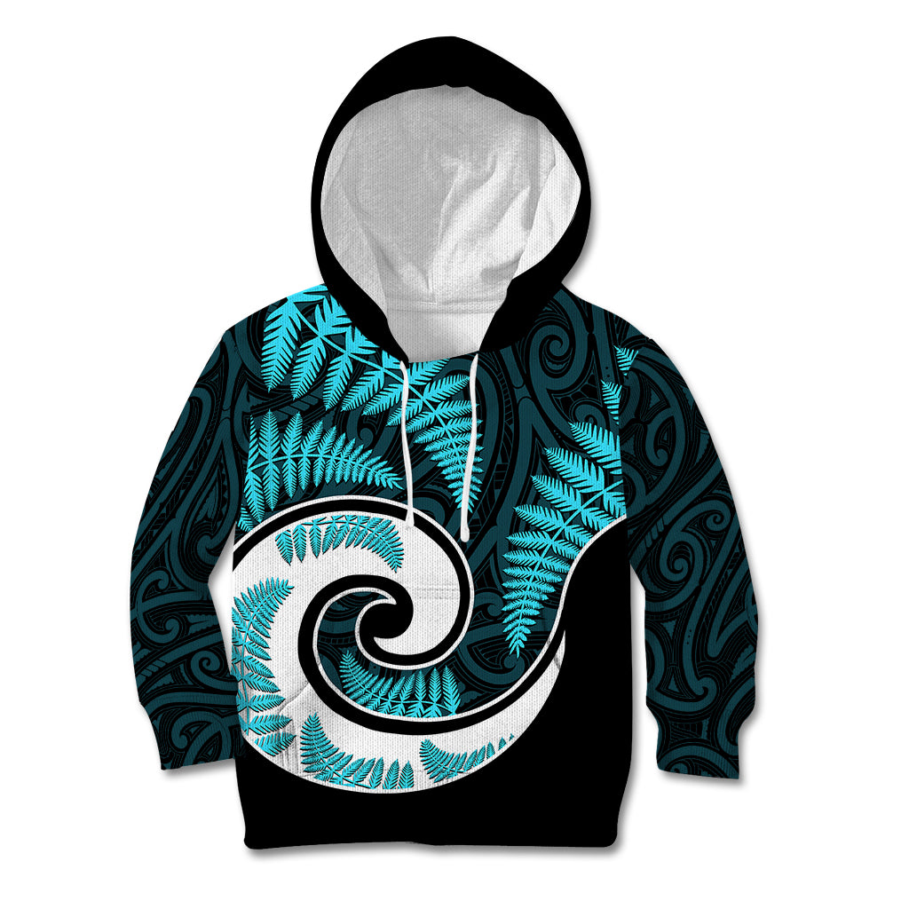 New Zealand Kid Hoodie Maori With Silver Fern Light Blue - Vibe Hoodie Shop