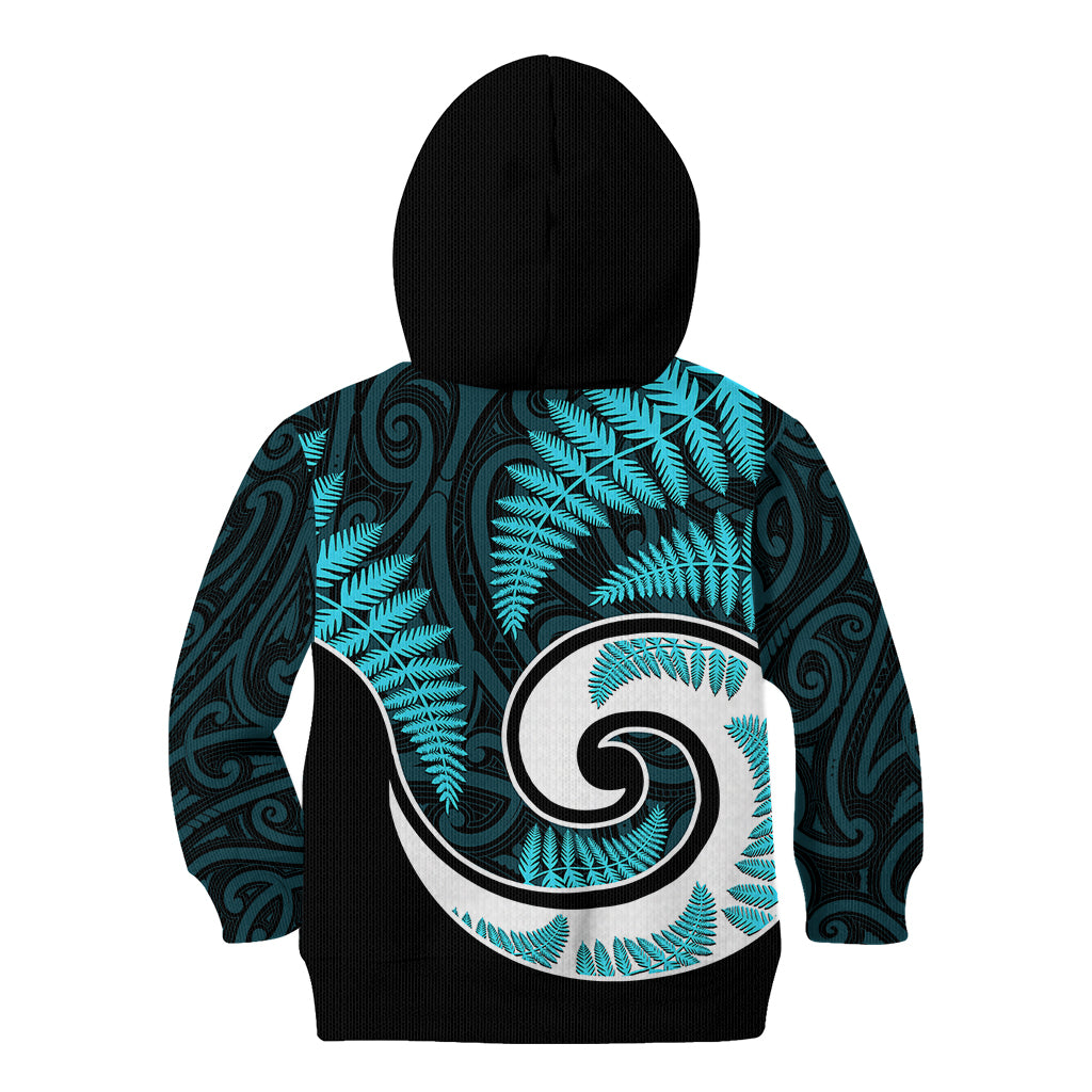 New Zealand Kid Hoodie Maori With Silver Fern Light Blue - Vibe Hoodie Shop