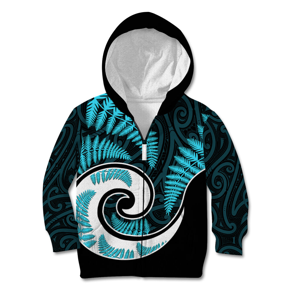 New Zealand Kid Hoodie Maori With Silver Fern Light Blue - Vibe Hoodie Shop