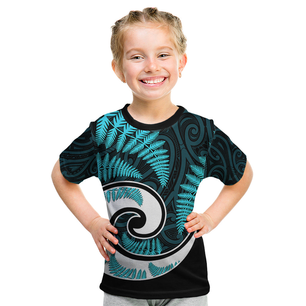 New Zealand Kid T Shirt Maori With Silver Fern Light Blue - Vibe Hoodie Shop