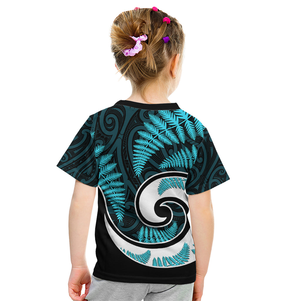 New Zealand Kid T Shirt Maori With Silver Fern Light Blue - Vibe Hoodie Shop