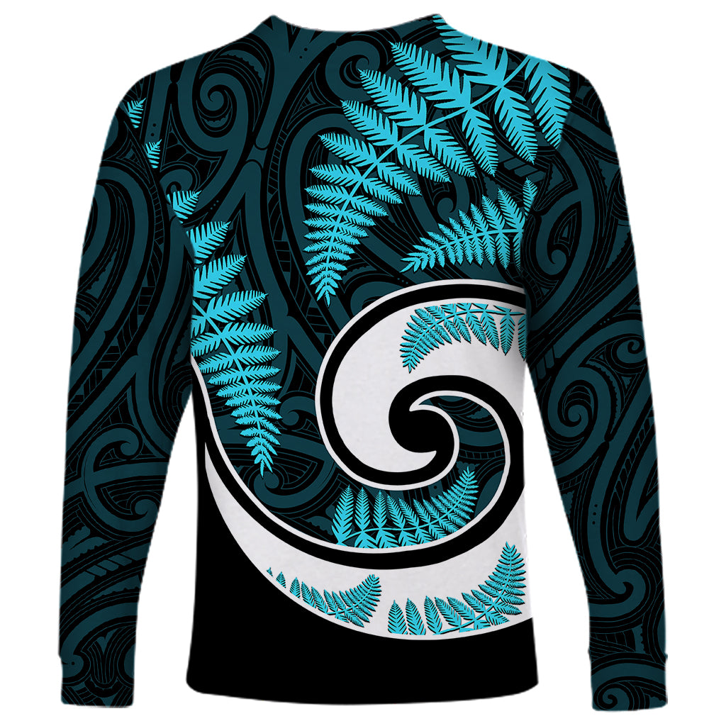 New Zealand Long Sleeve Shirt Maori With Silver Fern Light Blue - Vibe Hoodie Shop