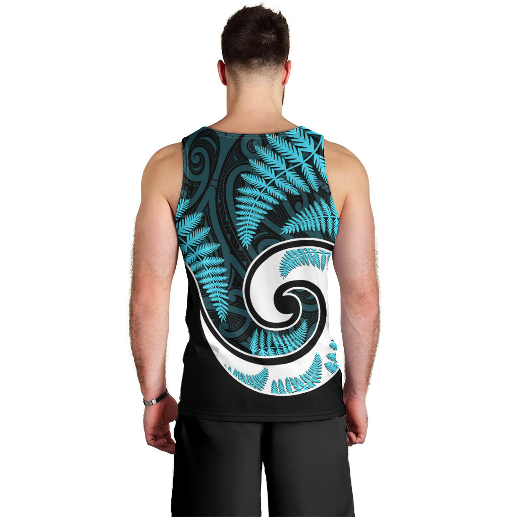 New Zealand Men Tank Top Maori With Silver Fern Light Blue - Vibe Hoodie Shop