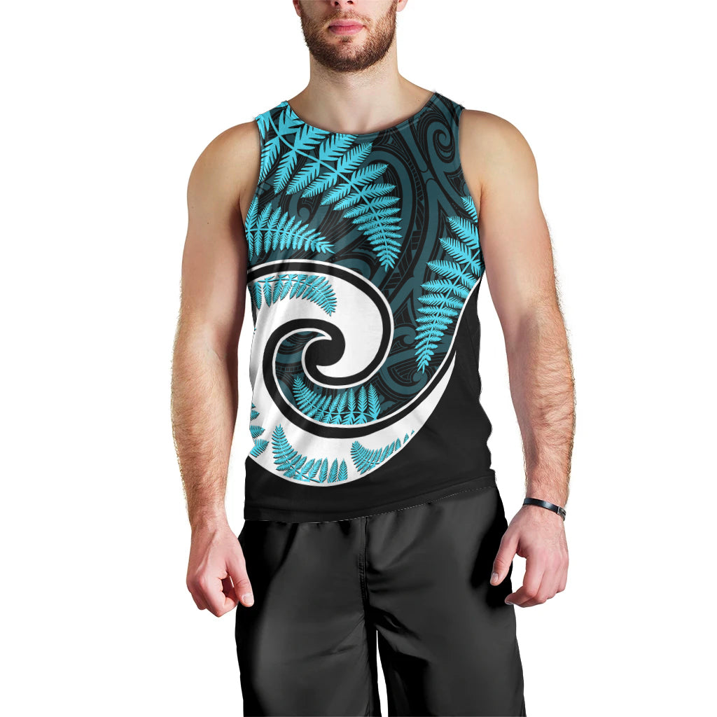 New Zealand Men Tank Top Maori With Silver Fern Light Blue - Vibe Hoodie Shop