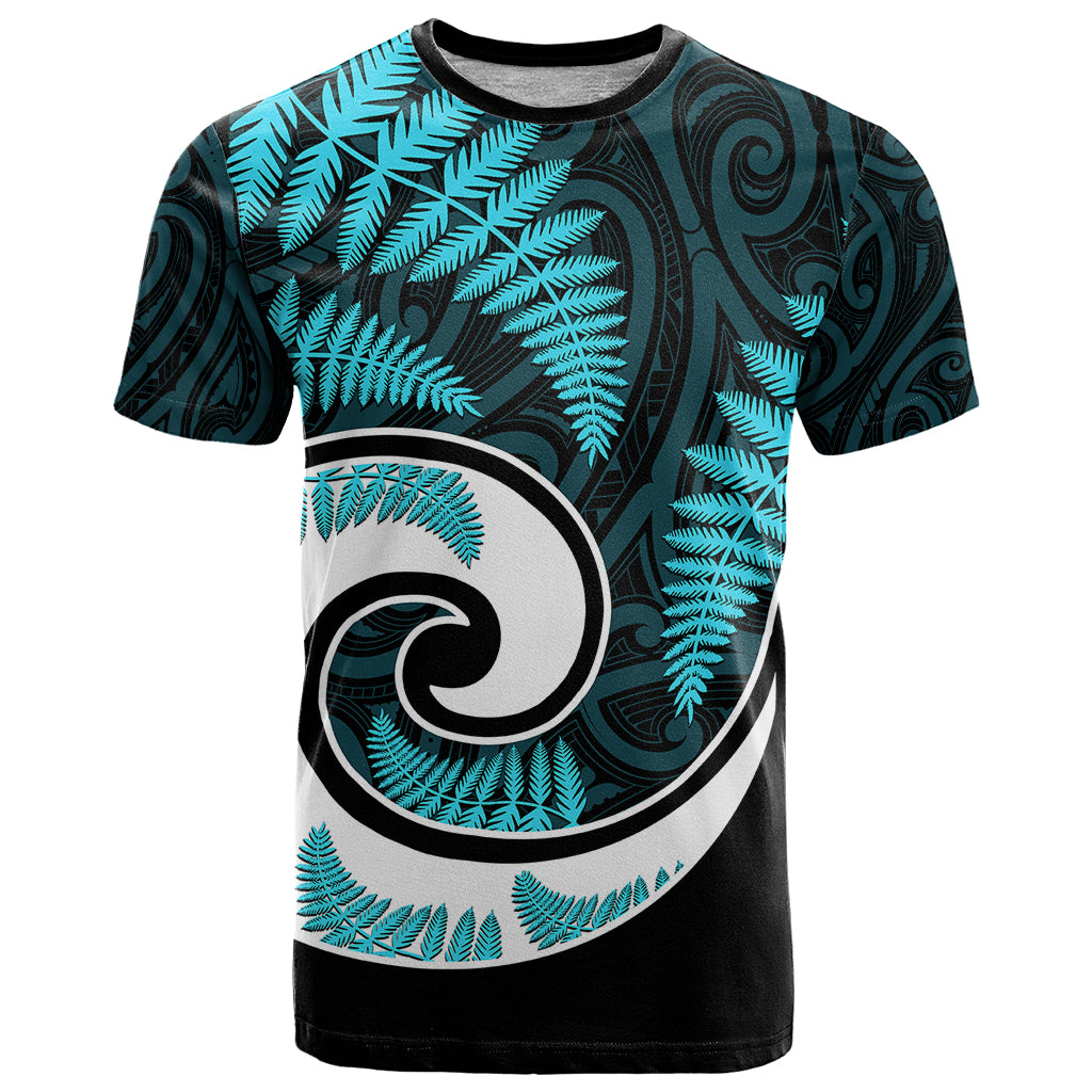 New Zealand T Shirt Maori With Silver Fern Light Blue - Vibe Hoodie Shop