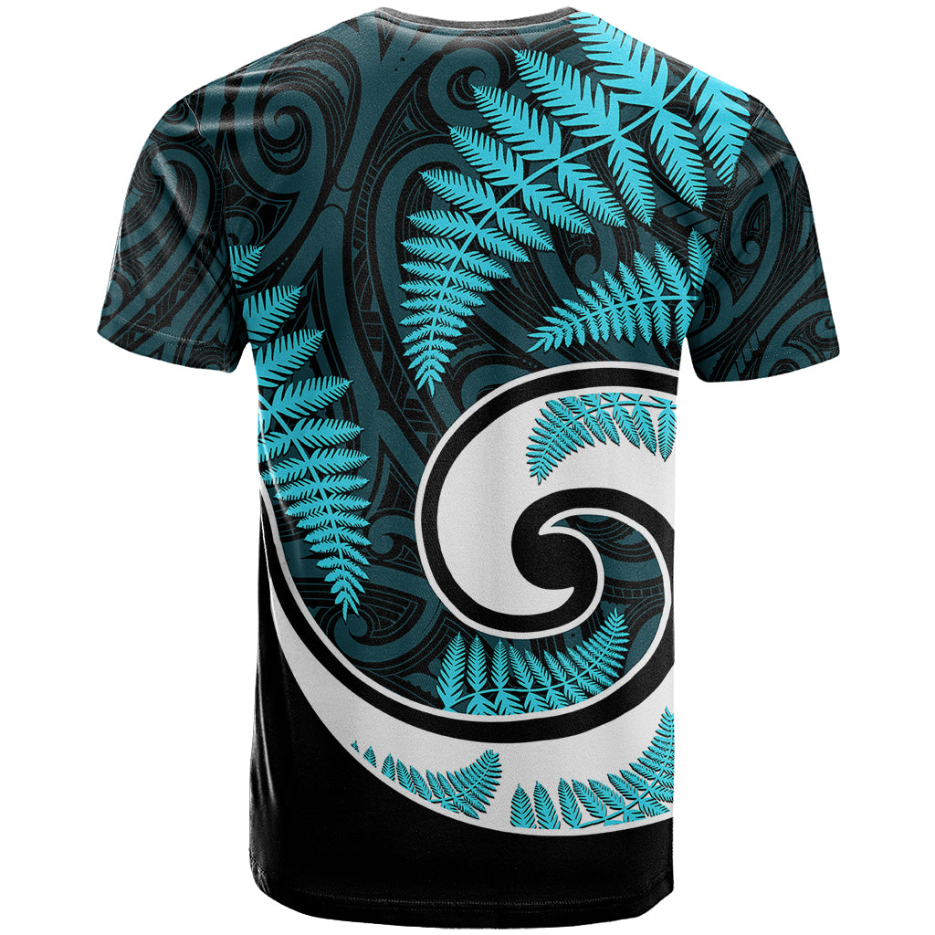 New Zealand T Shirt Maori With Silver Fern Light Blue - Vibe Hoodie Shop